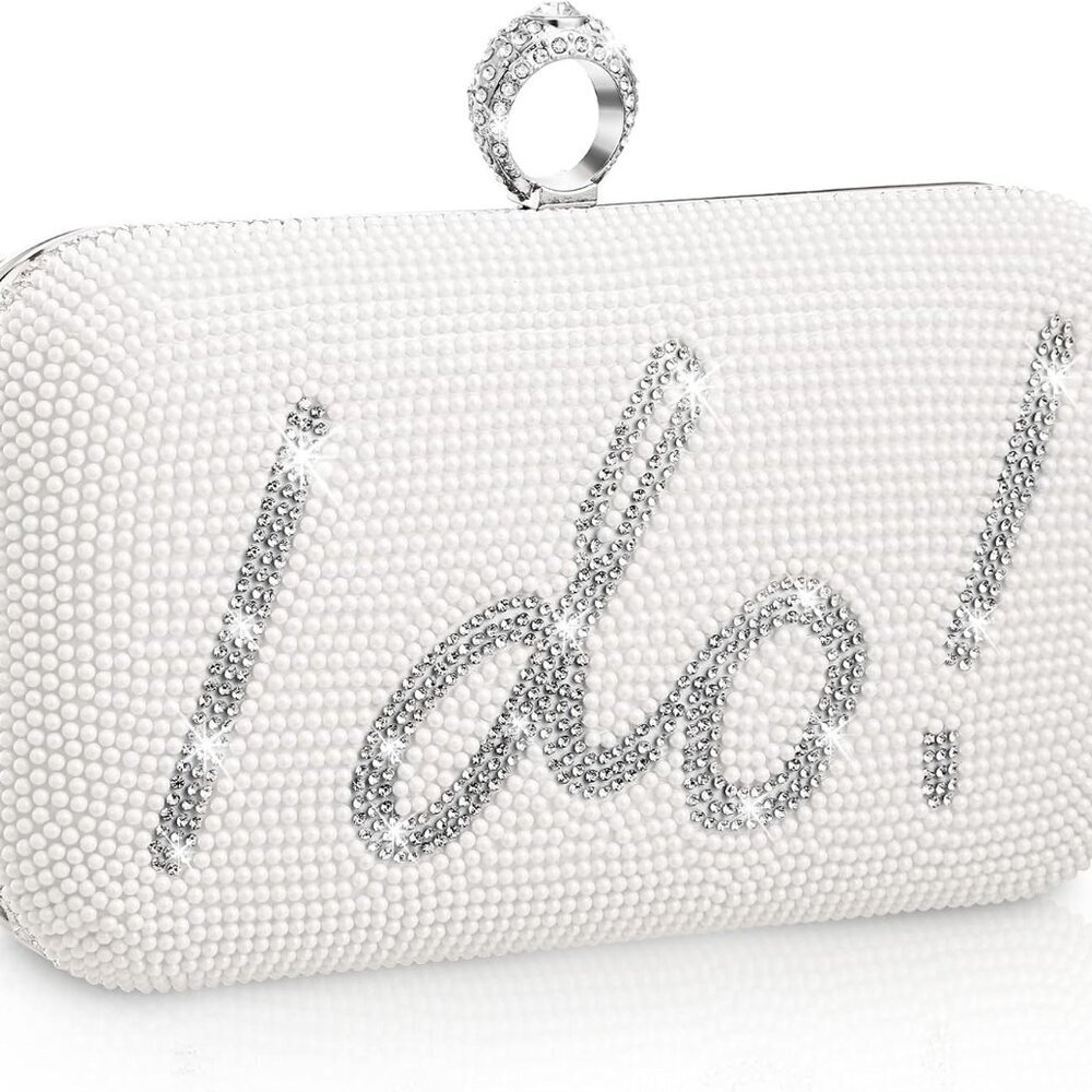 Rhinestone Clutch Purse Bridal Evening Bag with Removable Chain